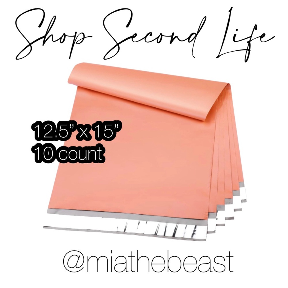 2/$25📦 12- 12.5” x 15” Lg Peachy-Pink Poly Mailers + free custom stickers